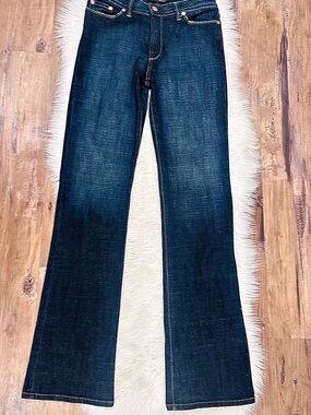 Extra Long Like New Yves Castaldi MU Dark Wash Bootcut Flare Jeans Size 12 Long